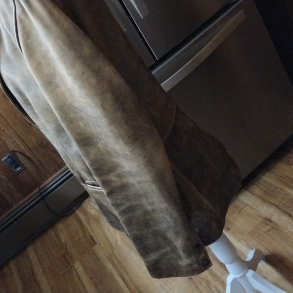 MEN'S M KENNETH COLE REACTION BROWN WASHED OUT AWESOME GRUNGE LOOK LEATHER COAT - Picture 8 of 16